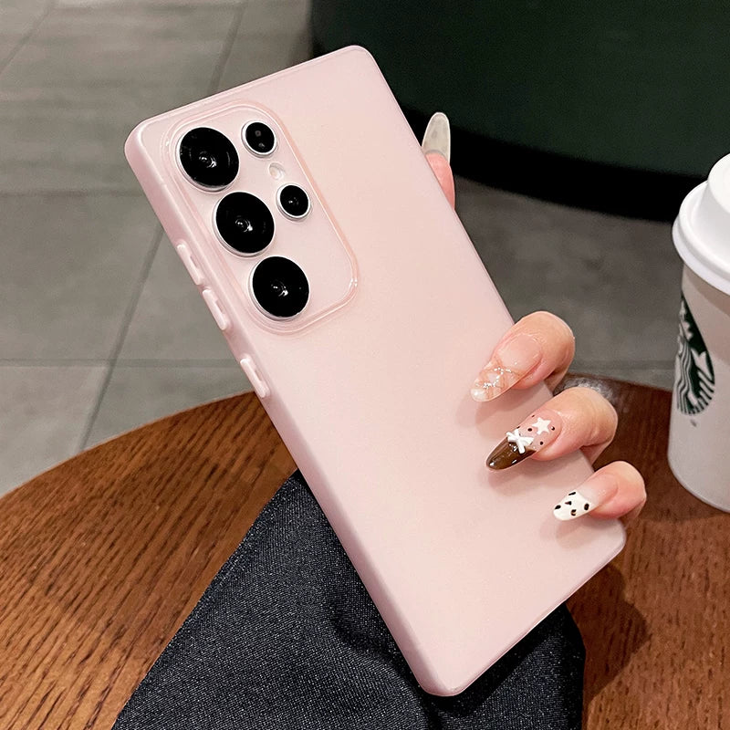 Soft yarn ice feeling for samsung s25ultra mobile phone case s24 + new matte s23 ultra-thin s22 protective case galaxy anti-drop plus lens all-inclusive edge women's soft case Phone accessories