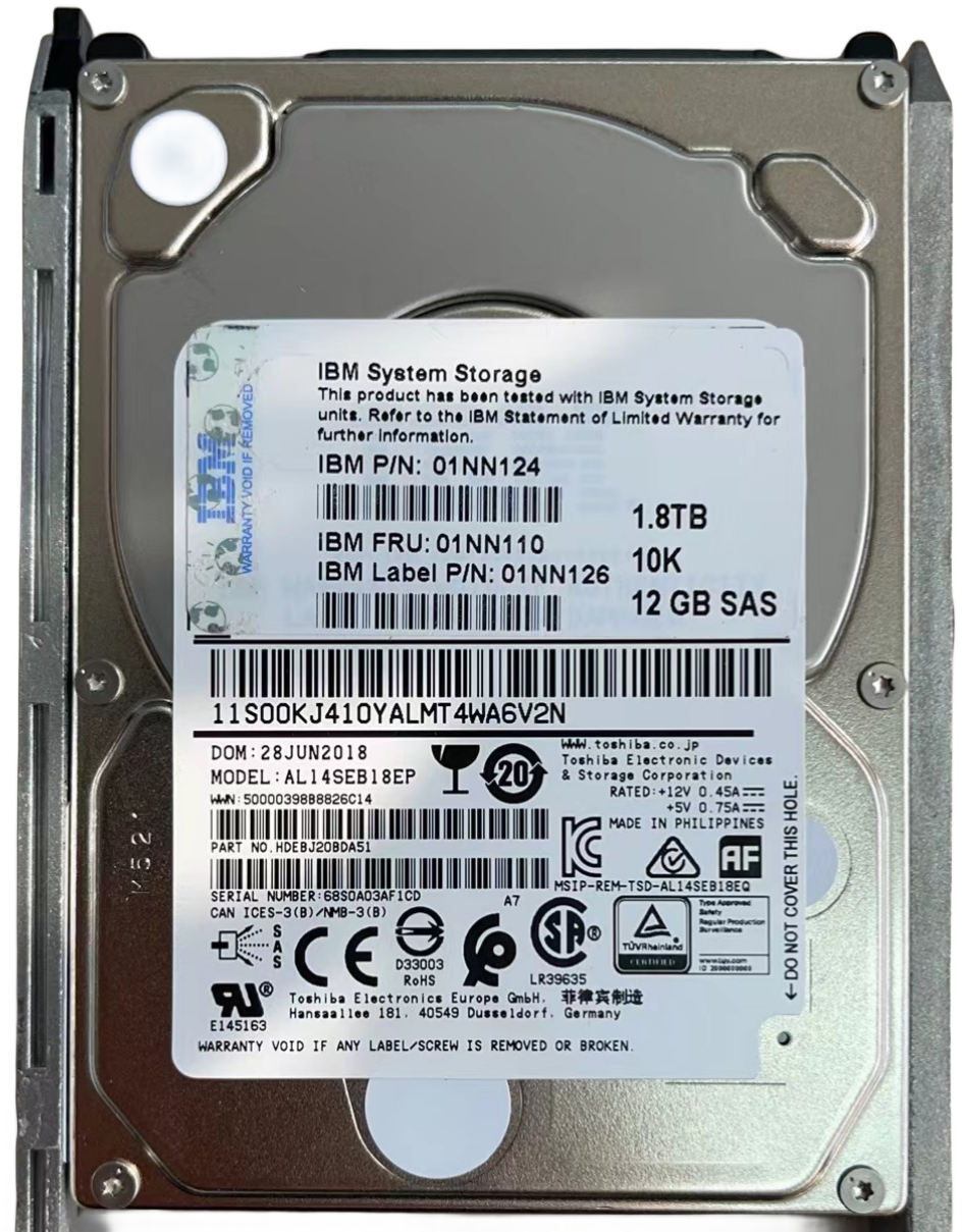 New IBM 01NN110 01NN124 1.8T 10K 2.5 12GB V7000 Storage Hard Disk Servicer