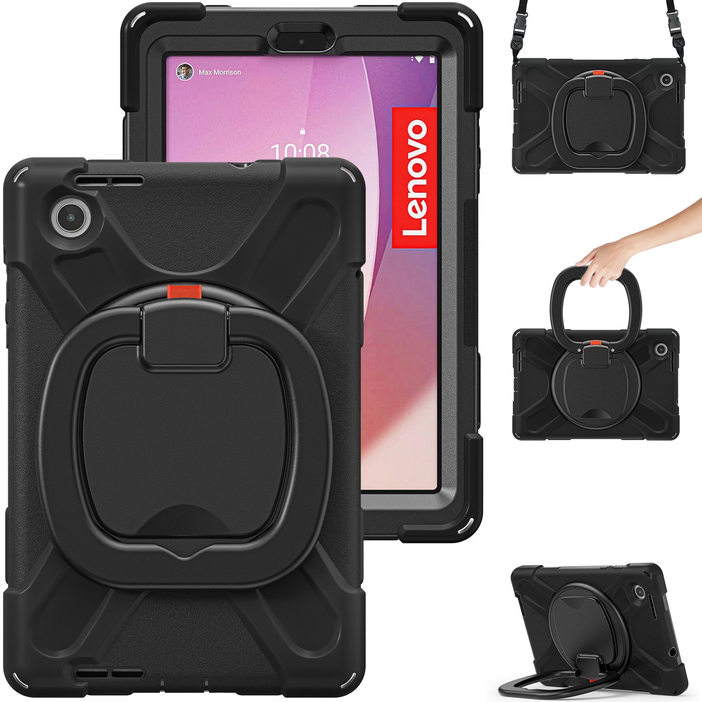 Applicable Lenovo M8 tablet 4th generation 2023 silicone anti-drop case protective cover TB-300FU bracelet bracket long shoulder strap protective Accessories