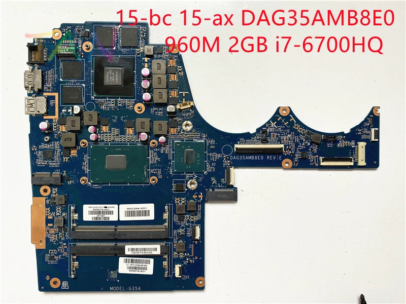 (Shipping fee not include)HP/ for惠普   motherboard  system board 15-bc 15-ax DAG35AMB8E0 i7-6700HQ 960M 2GB