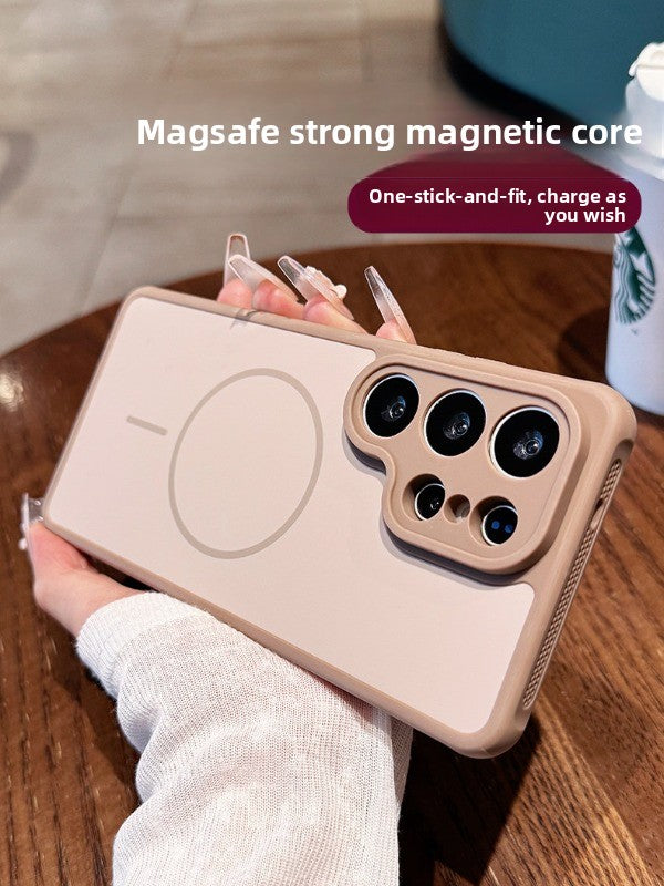 Contrasting color heat dissipation magnetic suction For Samsung S26ultra mobile phone case New S25ultra strong magnetic adsorption fine hole frame S24 side heat dissipation design Soft edge case Phone Accessories