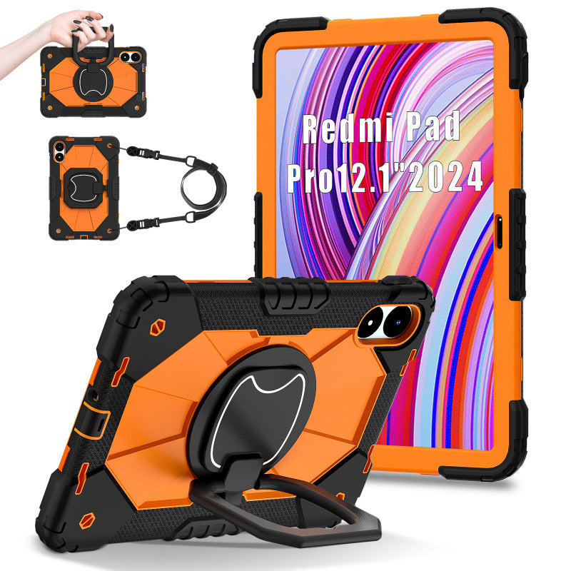 For Redmi Pad Pro 12.1 2024 Silicone Case Three Anti-Rotary Bracket Portable Protective Accessories