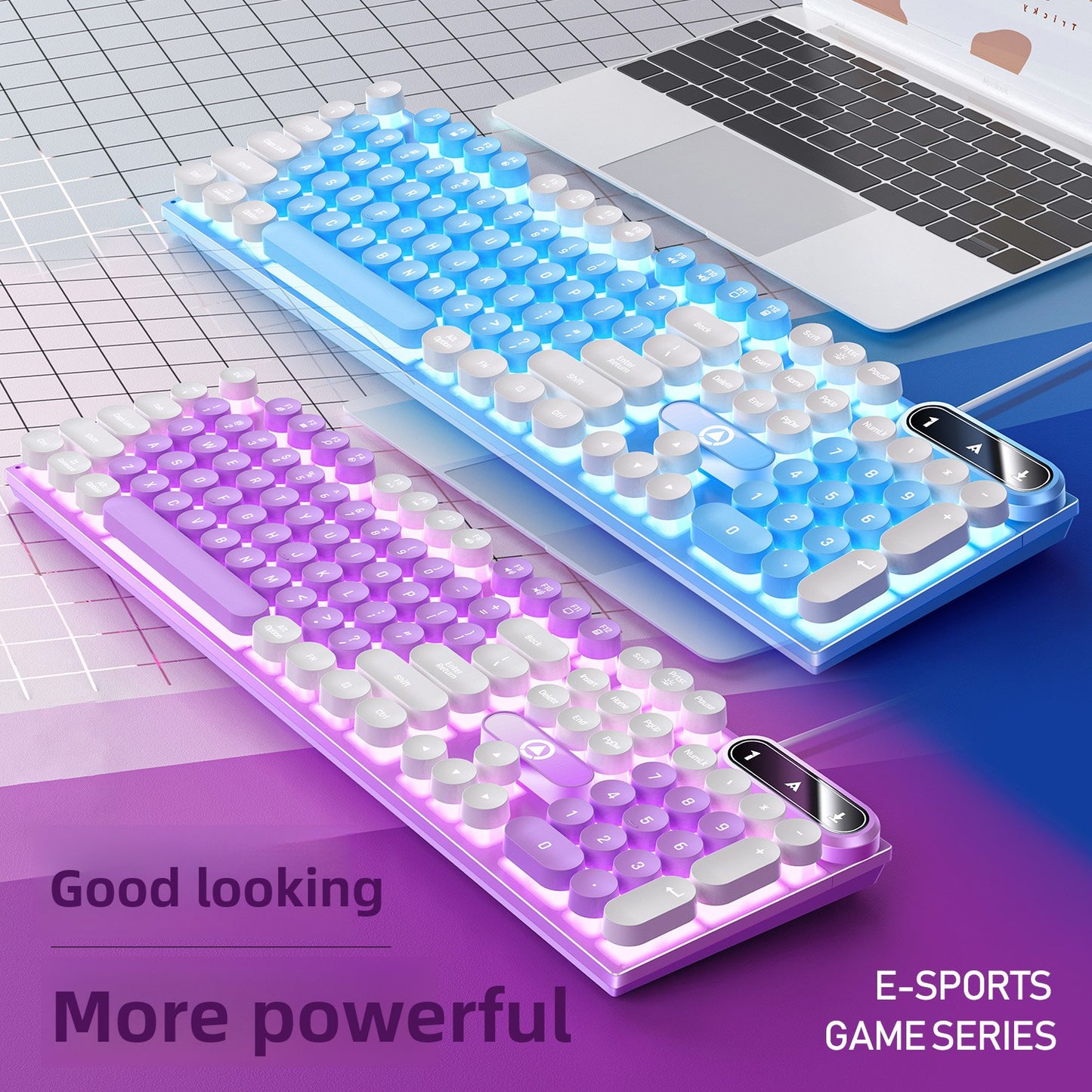 Silver engraving K600 e-sports mechanical feel PUBG luminous keyboard wired punk color matching computer accessories