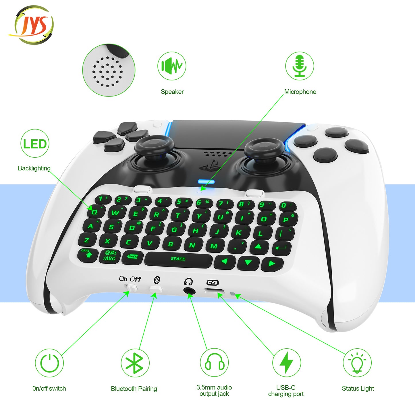 PS5 Elite handle wireless Bluetooth external keyboard, built-in speaker for voice chat input