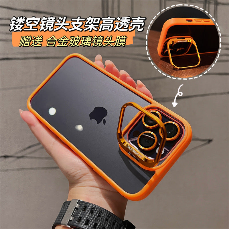 (Free shipping)For iPhone Superior summer orange  Phone case transparent lens film Lens cap bracket for free