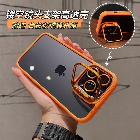 (Free shipping)For iPhone Superior summer orange  Phone case transparent lens film Lens cap bracket for free