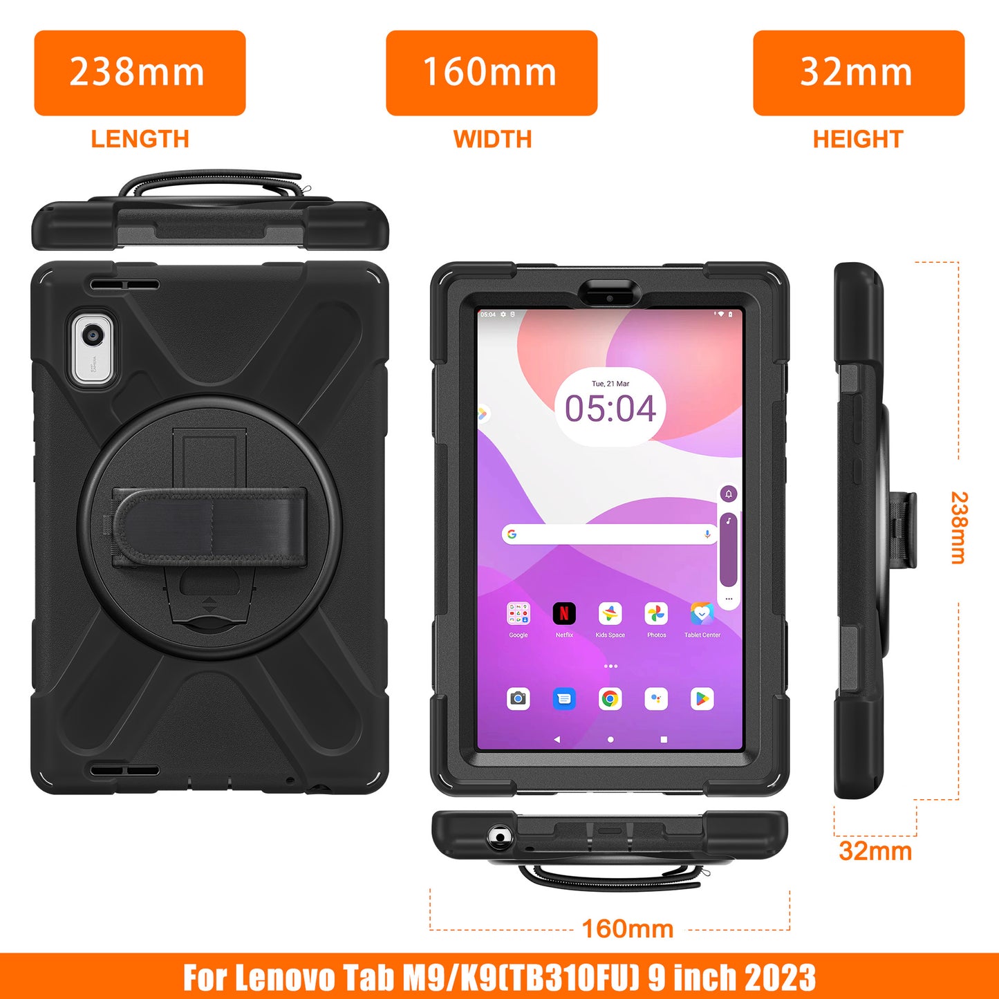 Suitable for 2023 Lenovo Tab M9 protective cover K9 silicone all-inclusive TB-310FU anti-drop bracket shell shoulder strap protective Accessories