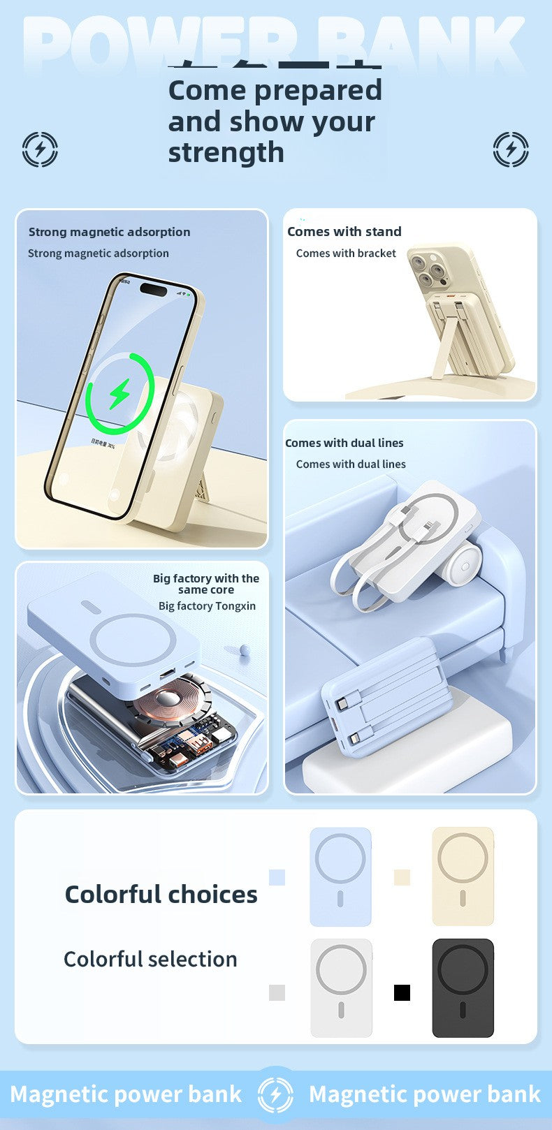 Magsafe magnetic power bank 22.5W fast charging mini with cable mobile power supply