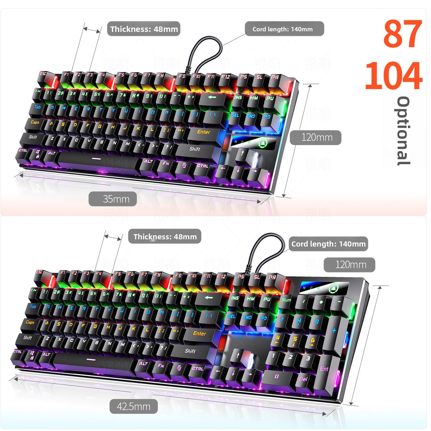 Silver engraving ZK3 metal mechanical keyboard 87 keys 104 keys luminous blue axis black axis computer accessories color puzzle game