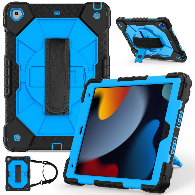 Applicable to iPad 10.2 inch tablet silicone cover iPad9th generation 8th generation 7th generation silicone portable rotating bracket protective case protective Accessories