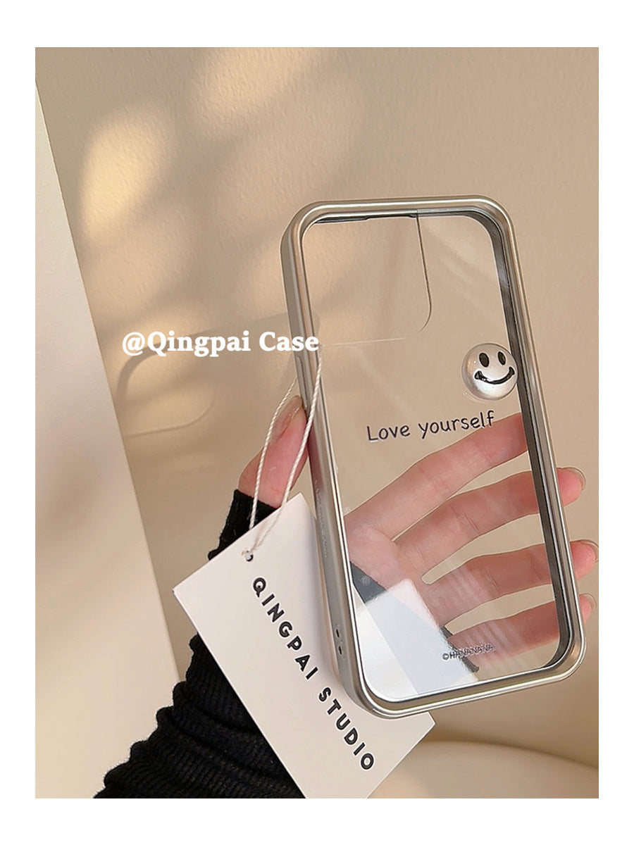 Accessories Personalized transparent three-dimensional silver smiley face for Apple 15promax mobile phone case iphone13 new 14pro