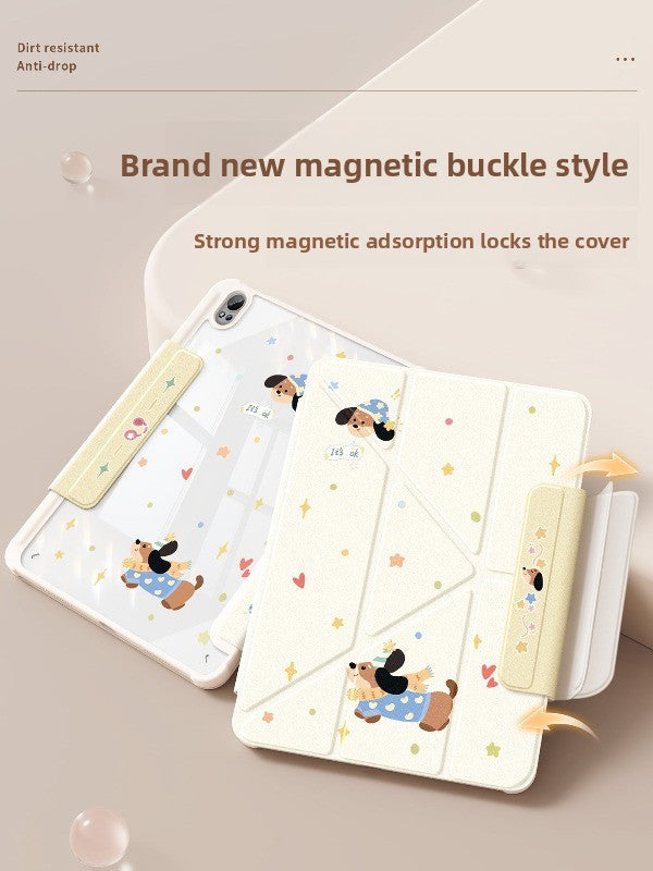 For huawei tablet case 2026 new matepad115s tablet case air12 with pen slot 2024 light and thin 11.5 inch magnetic buckle padpro anti-bend and fall se happy puppy Tablet Accessories