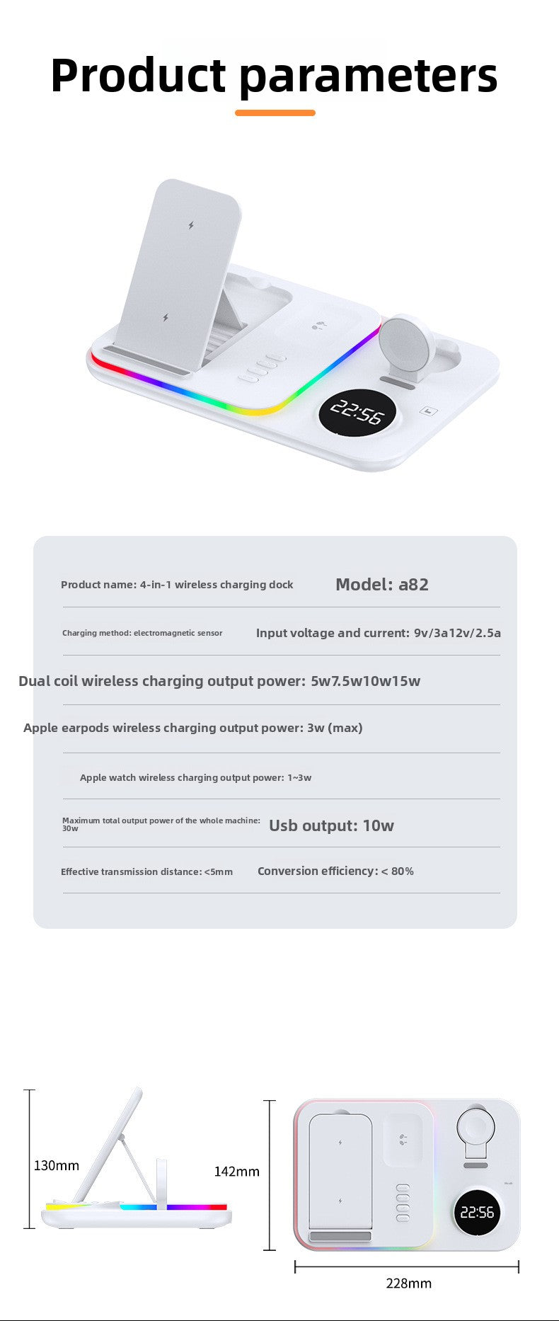 3-in-1 wireless charger, clock wireless charging 30W multi-function magnetic wireless charging