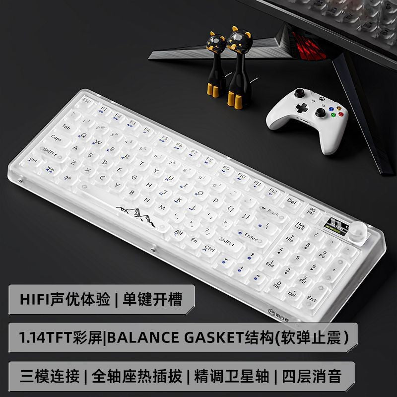 Accessories v99 transparent wireless bluetooth mechanical keyboard three-mode girls office game RGB customized display