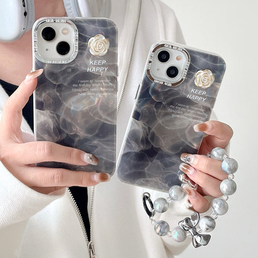 Accessories Premium sense black smudge three-dimensional flower for iPhone15promax mobile phone case Huawei mate60 chain