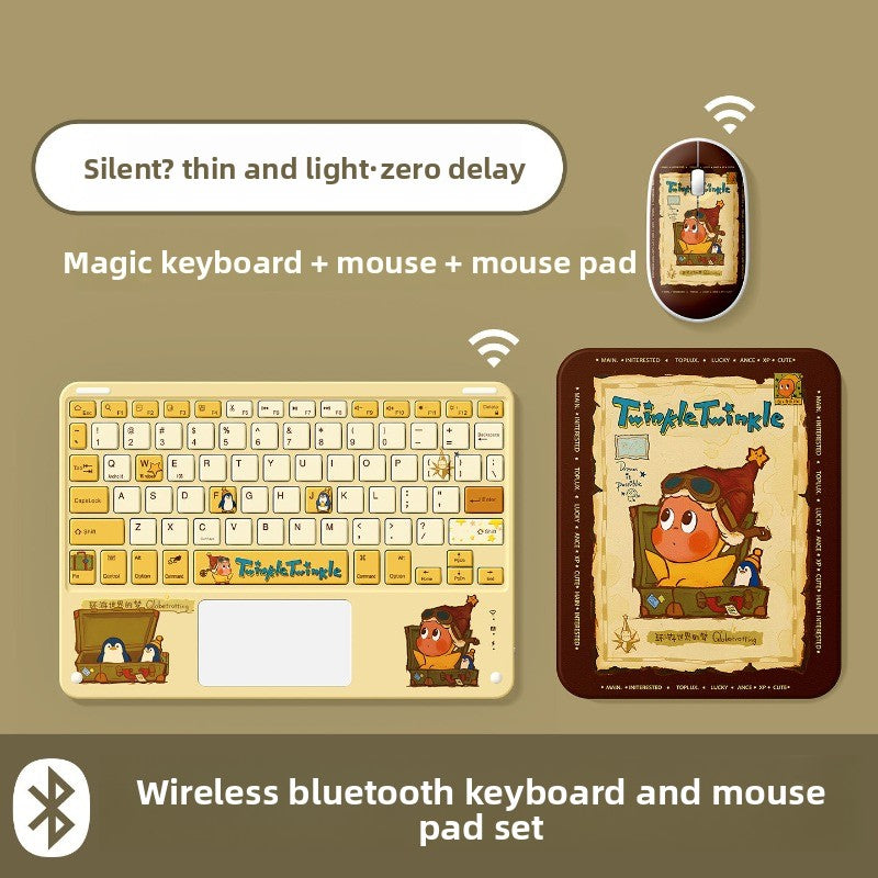Bluetooth Keyboard Mouse Set For Apple Huawei Xiaomi Tablet PC External Notebook Wireless Silent Light 0 Delay Office Game iPad Charging Girls Cute Stars Tablet Accessories