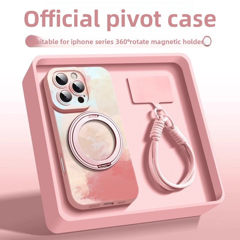 For iPhone 16promax mobile phone case iphone15 liquid silicone 360 ° magnetic suction bracket ultra-thin protective case anti-drop plus all-inclusive matte MagSafe hard case Phone accessories
