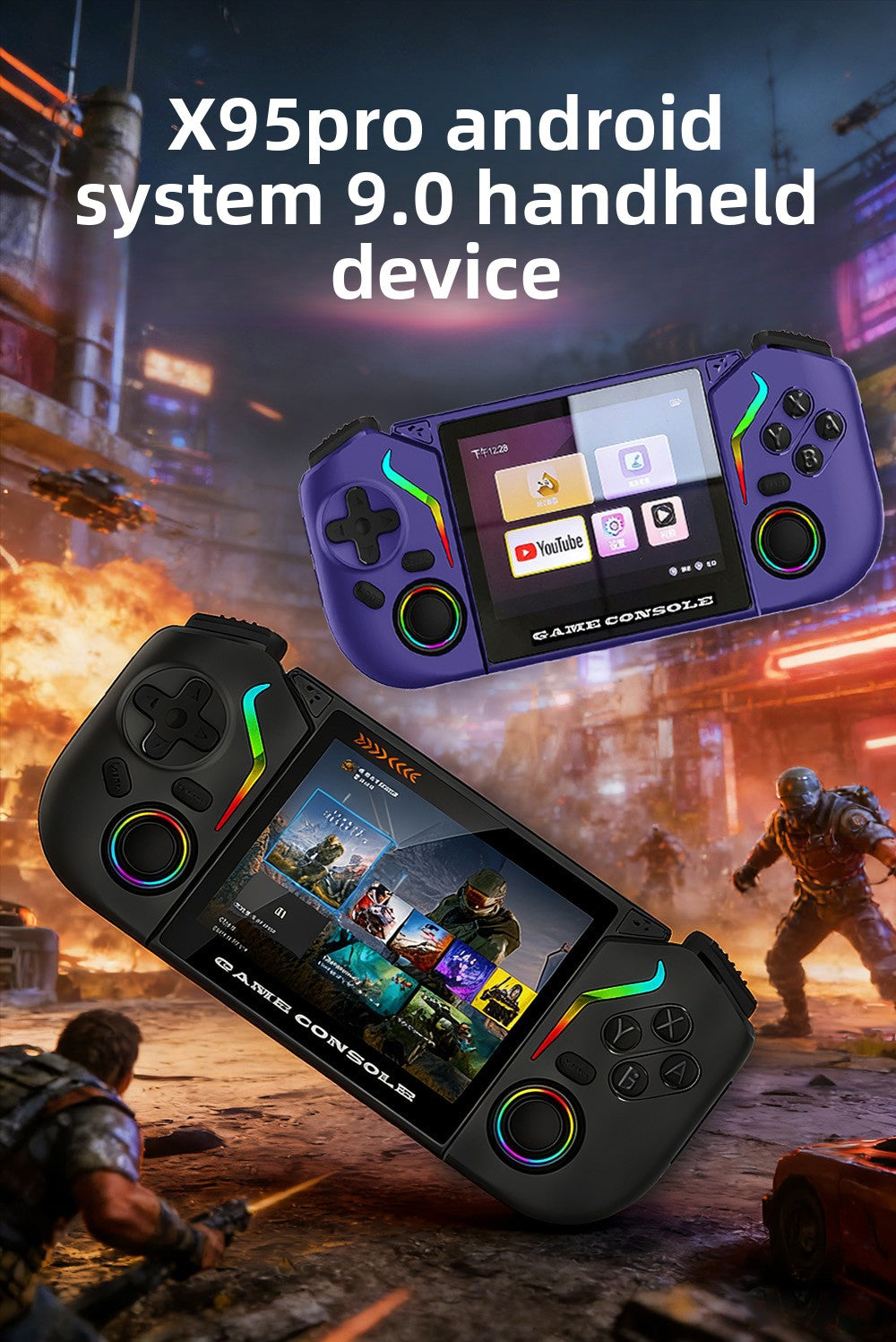 3.5" inch X95 PRO  PSP HD wifi Android 9.0 dual system Retro Handheld Game Console 3000mAh type C rechargable 64GB/128GB Portable Gaming Device  Game Player console