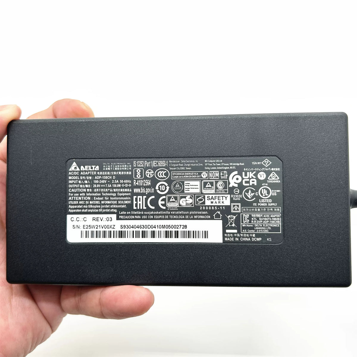 Genuine New Adapter ADP-150CH D 150W 20V 7.5A DELTA AC Adapter Charger For MSI GF76 MSI Bravo 15 B5DD B5DD-010 Katana GF76 11UD-090CA GF66 UC11 GL66 ADP-150CH B ADP-150CH BB A18-150P1A power supply MSI laptop repair parts
