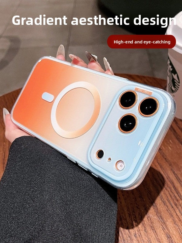 2-in-1 Dual-layer Magnetic Case for iPhone 17 Pro Max New iPhone 16 Gradient Color Block Magnetic Fashion Protective Case 15 Pro Men and Women Shockproof Case Phone Accessories