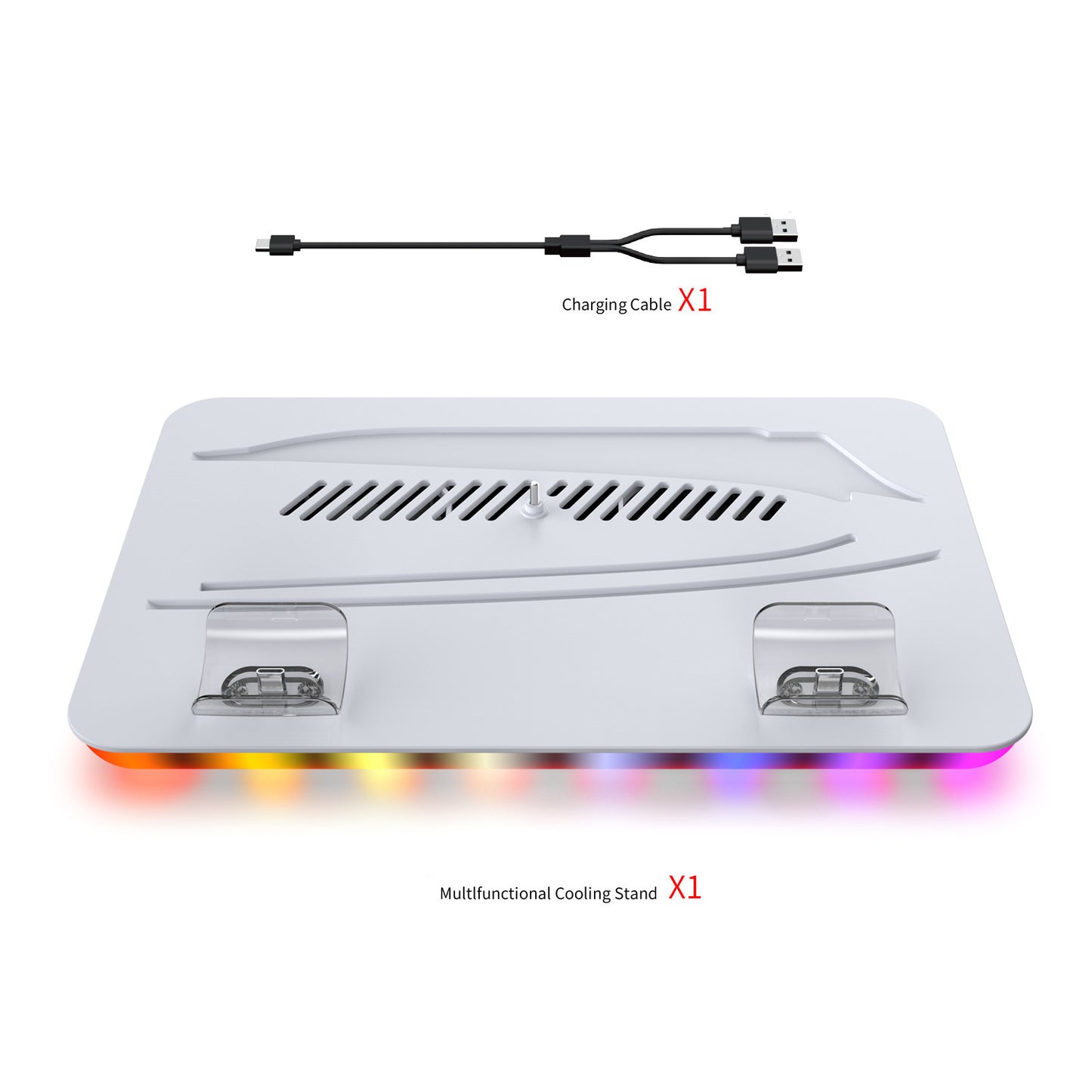 PS5/PS5 SLIM host RGB ambient light cooling fan charging base PS5 handle seat charging storage bracket
