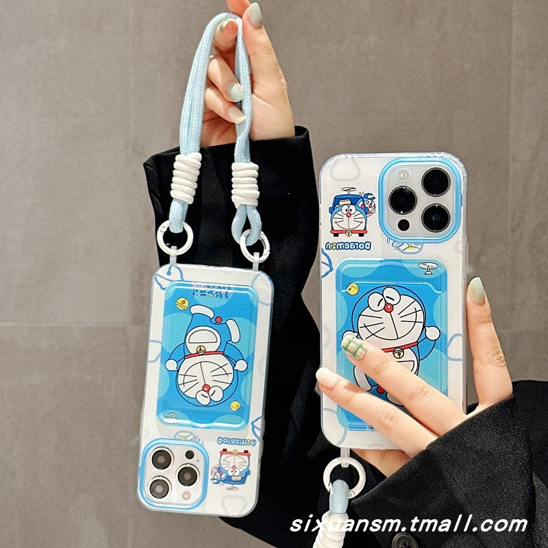 Accessories Jingle Cat 13 Double Hanging Hole Wrist Strap Card Holder Card Pack for Apple 14 Mobile Phone Case iPhone15promax New