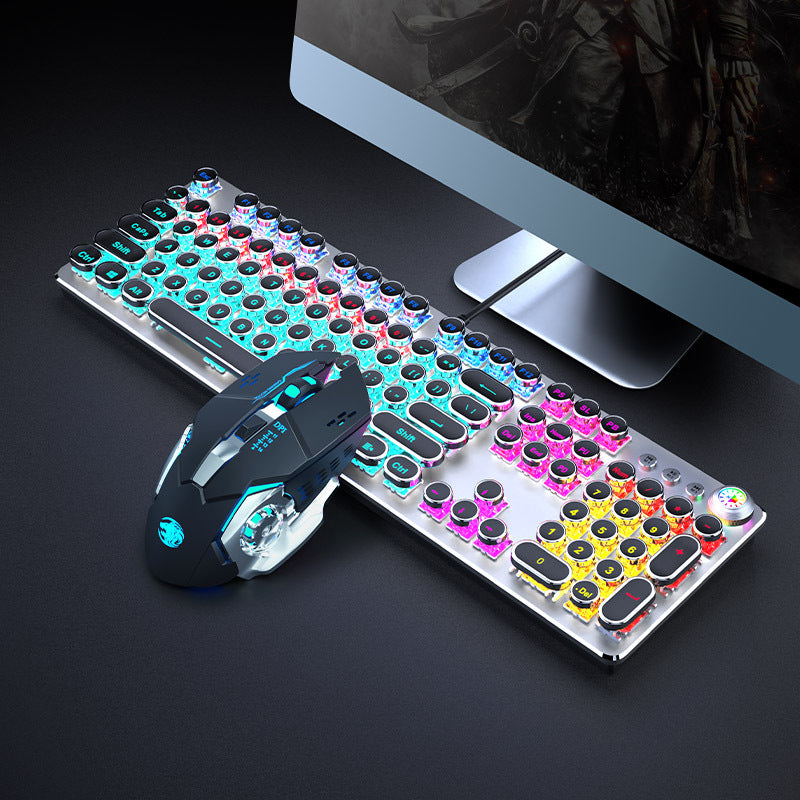 (Shipping fee not included) E-sports wired mechanical keyboard Metal keycap Mechanical axis keyboard and mouse headset Punk game keyboard and mouse wholesale