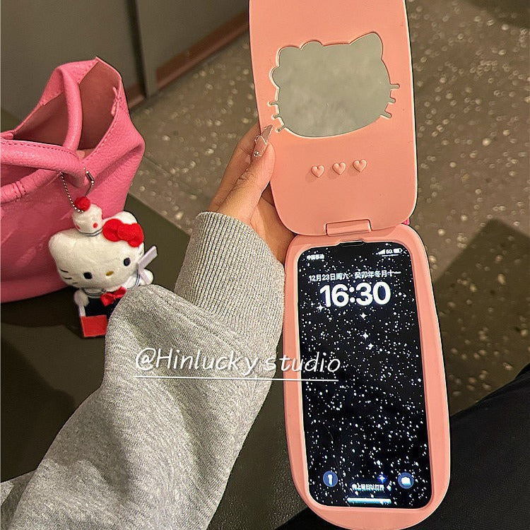 Accessories pink cartoon KT cat flip big brother for apple 14 mobile phone case iphone15pro max new 13p