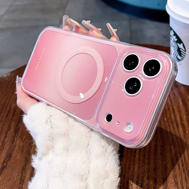 Macaron gradual change for iPhone 17promax mobile phone case new iPhone16 smudge gradual change magnetic attraction, protective case 15pro fine hole frame protective case Phone accessories