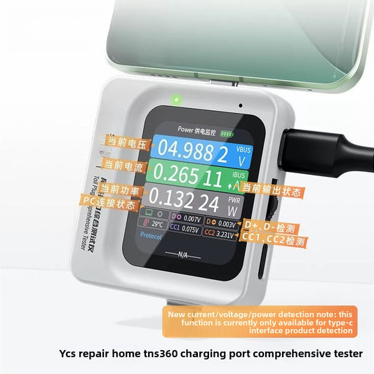 TNS360 mobile phone tail plug comprehensive detector 30V~ 5A automatic scanning detection 3 in 1  Tail plug comprehensive Tester Mobile Phone Repair tools