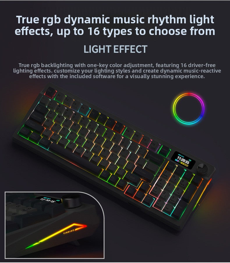 Y95 bluetooth three-mode mechanical keyboard customized wireless 98 with RGB wired gaming gasket computer peripherals