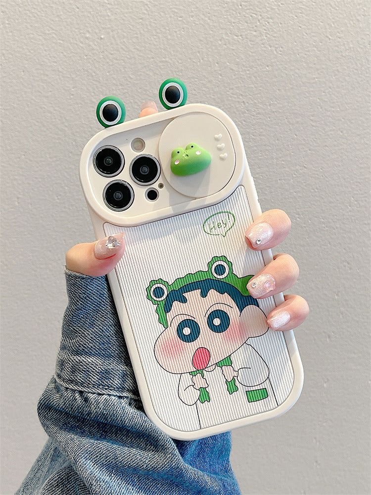 Accessories Cute Frog Applicable to Apple 15 Mobile Phone Case New iPhone 14Pro Women's 13 Silicone 11 Window Push All-inclusive Anti-