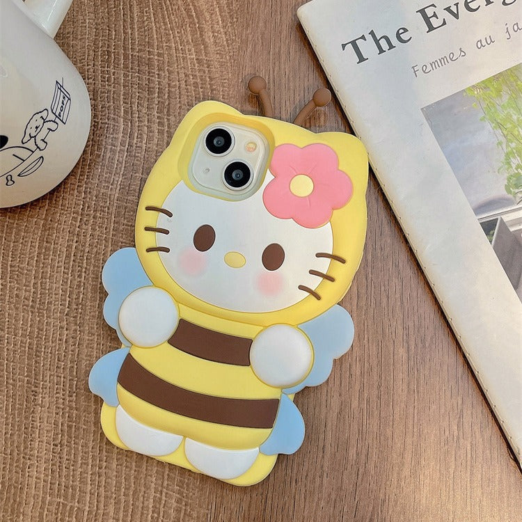 Accessories Internet celebrity cute bee HelloKitty for iPhone 14 mobile phone case cartoon iphone15promax new model