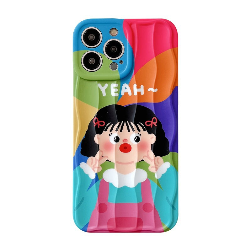 Accessories (Shipping fee not included) Cartoon cute funny girl for iPhone14promax Apple 13 mobile phone case 12 new 11 creative sets