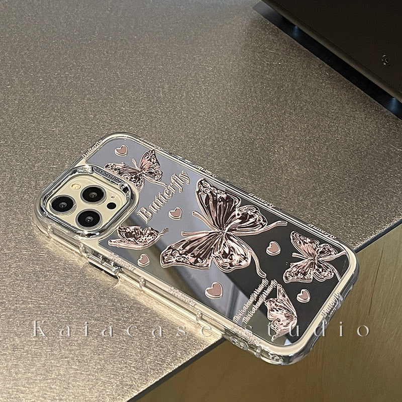 Accessories Premium Sense Crystal Butterfly Mirror Suitable for Apple 14promax Mobile Phone Case iphone13 New 15 Silicone 12