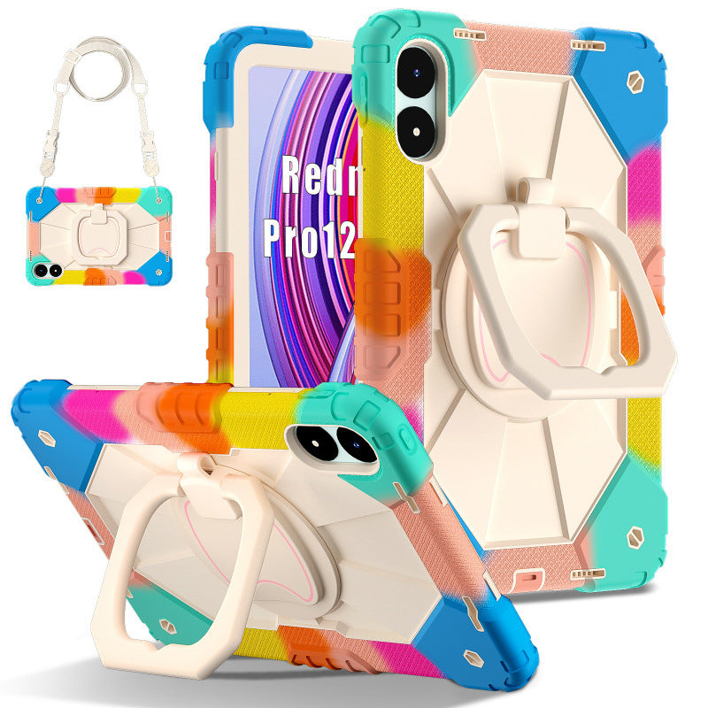 Applicable Redmi Leather Case Redmi Pad pro 12.1 inch 2024 three anti-rotation bracket silicone protective case protective Accessories