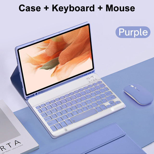 Applicable to Samsung tablet 11 inch A9 + Bluetooth keyboard S7 protective cover S8 magnetic suction pen slot case S9 FE charging mouse protective Accessories