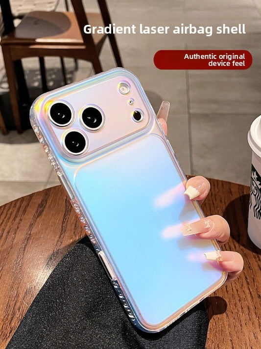 Laser colorful for iPhone 17promax mobile phone case new iPhone16 colorful matte super fairy aurora gradual change 15pro soft focus texture lens heightening protection case Phone accessories