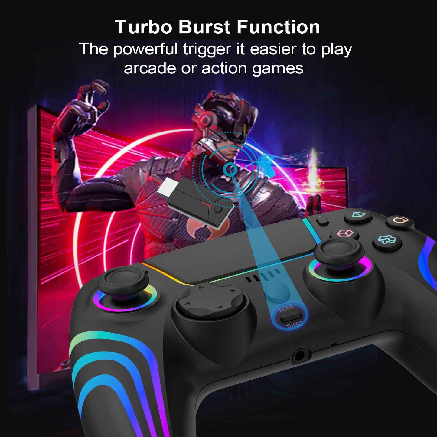 P5 wireless gamepad with colorful RGB light vibration continuous hair six-axis Switch computer handle SZ-5003G