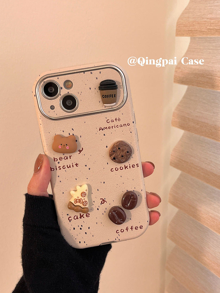 Accessories leather ins wind fun cartoon for iPhone15promax mobile phone case Apple 14 new 13 women's 12