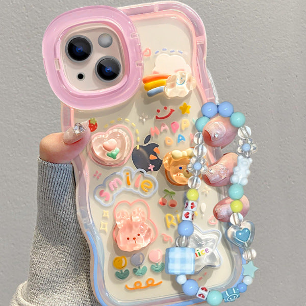 Accessories Cloud doll for Apple 14iPhone15Pro dual bracket new cute niche mobile phone case creative trend