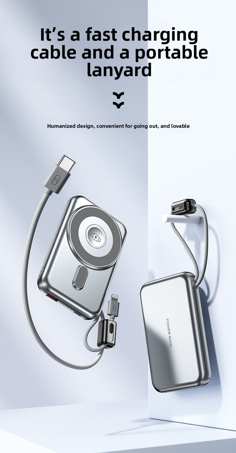 KC magnetic power bank 10000 mAh with its own cable ultra-thin watch earphones wireless fast charging power bank