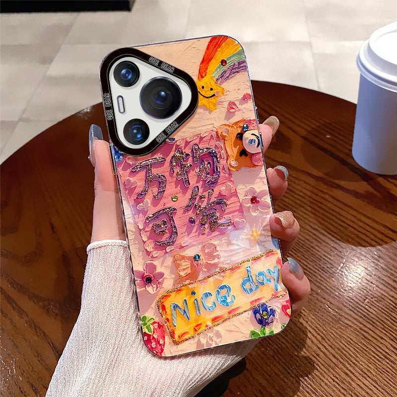 Accessories are suitable for Huawei Pura70 mobile phone case, new princess please make a fortune text Pura70pro protective case all-inclusive anti-proof