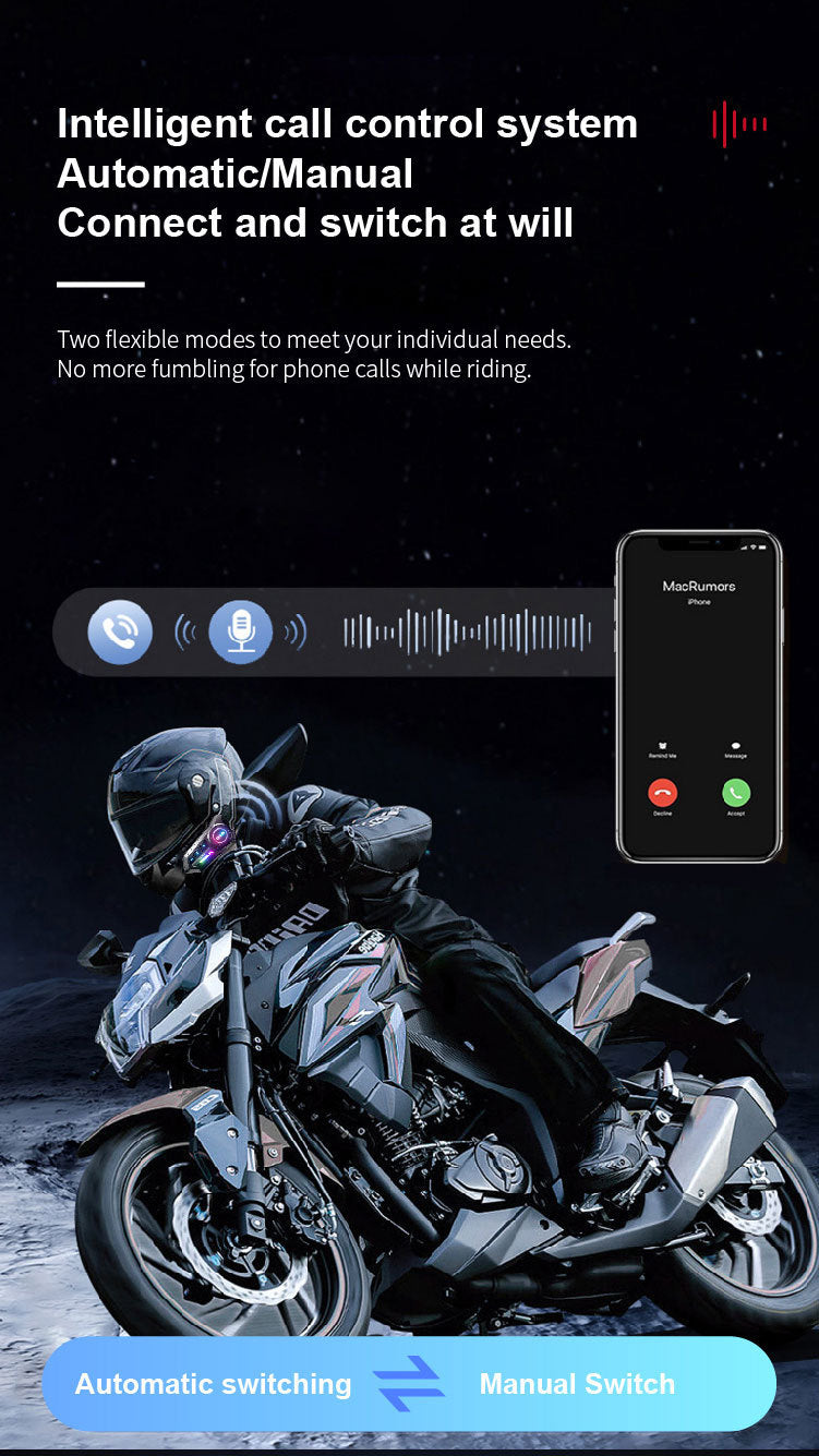 Riding Bluetooth waterproof noise reduction headset motorcycle helmet suitable for long-term use built-in microphone
