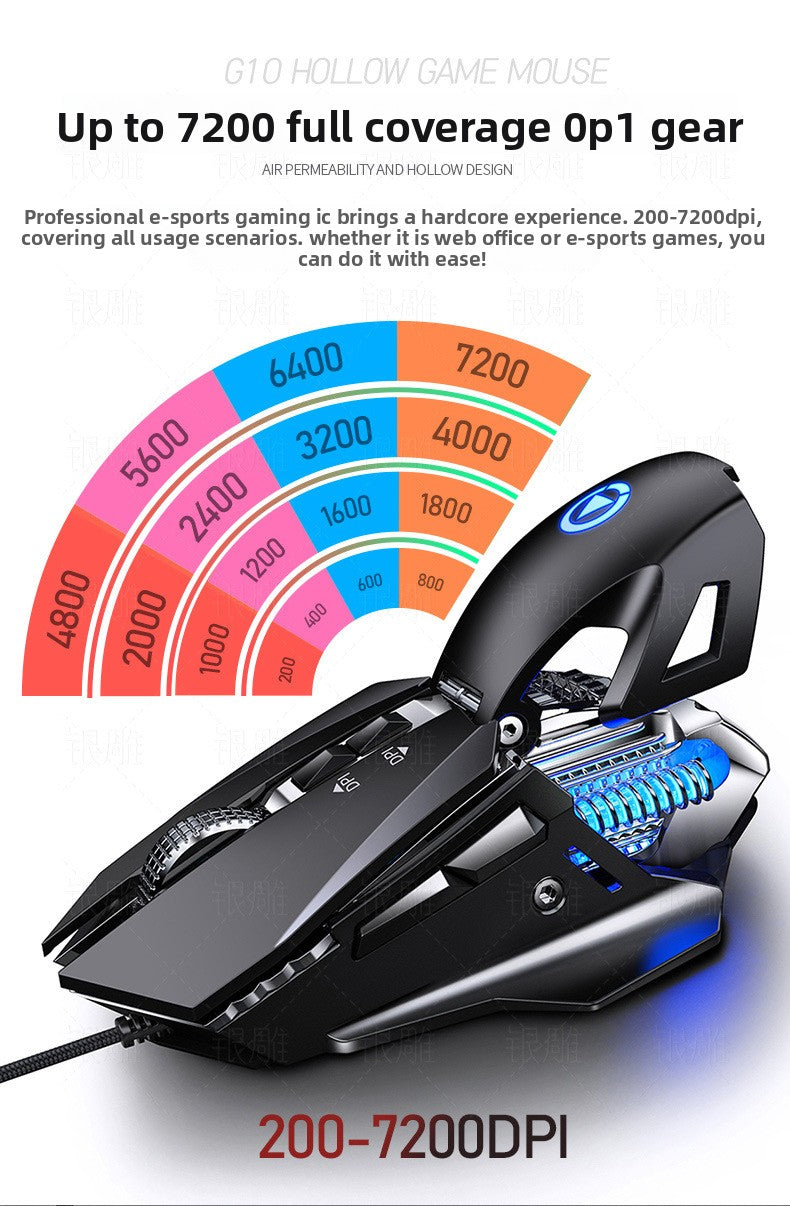 Silver carving G10 e-sports mechanical wired game mouse, macro programming light computer accessories, Yan Xiang who is stained with mud