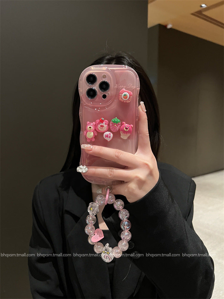 Accessories Smudge Powder Strawberry Bear Powder Lollipop Bracelet for Apple 14promax Mobile Phone Case iPhone13/14 New