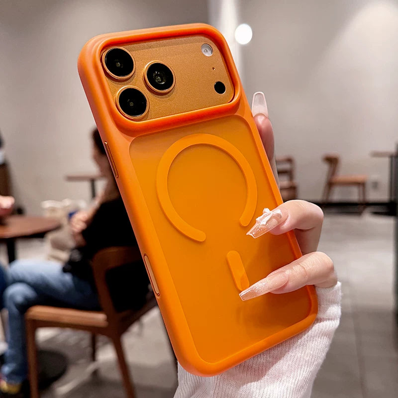 Semi-transparent matte magnetic suction For iPhone 18promax mobile phone case new iPhone17 new color scheme matte texture 16pro large hole lens advanced sense of men and women shell Phone Accessories