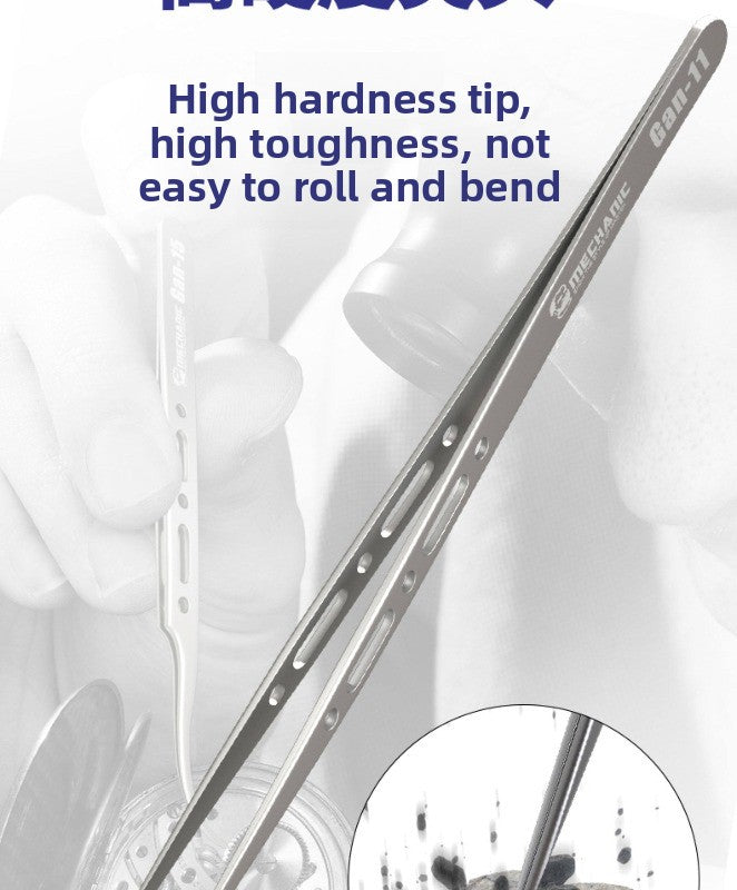 Stainless steel bend, extra hard antimagnetic tweezers, high precision straight bend pointed tweezers, mobile phone repair, anti-static repair tools