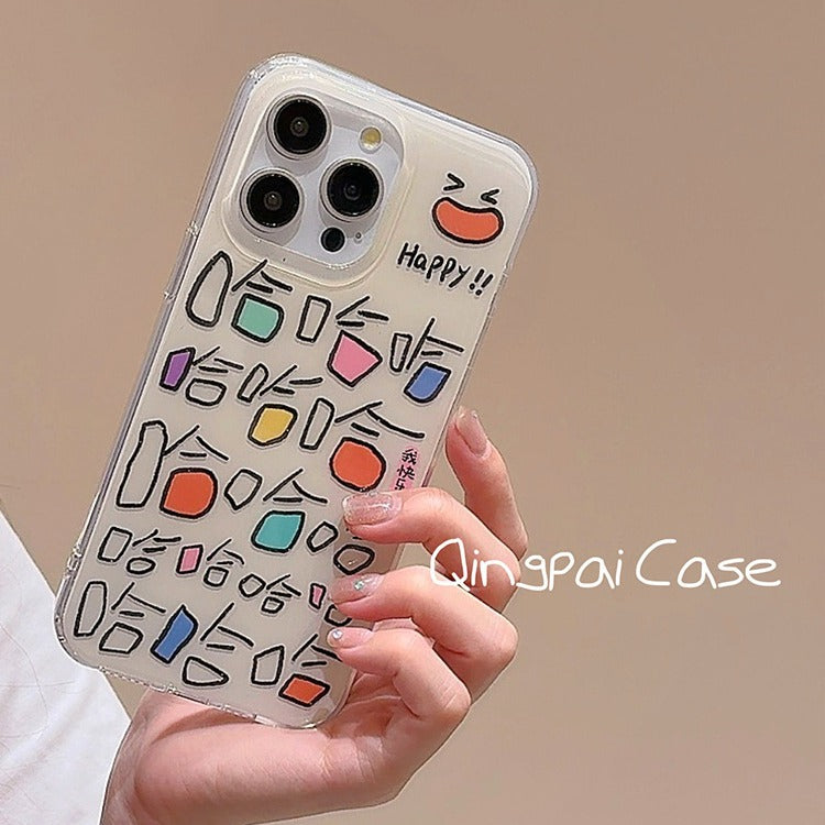 Accessories girl heart color text haha applicable to apple 15promax mobile phone case iphone13 new 14pro women