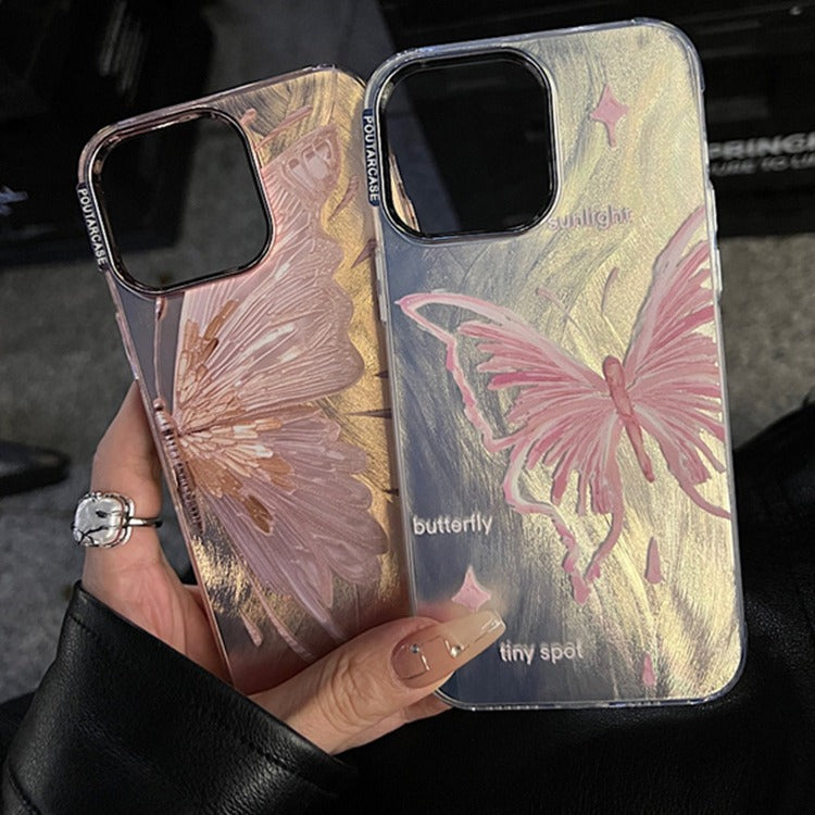 Accessories for Apple 13 mobile phone case, new 2024 women's high-end feather butterfly mobile phone case iPhone15prom